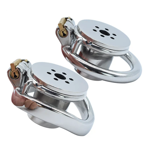 Stainless Steel Flat Inverted Chastity Cage with a Removable Catheter - ChastityBondage