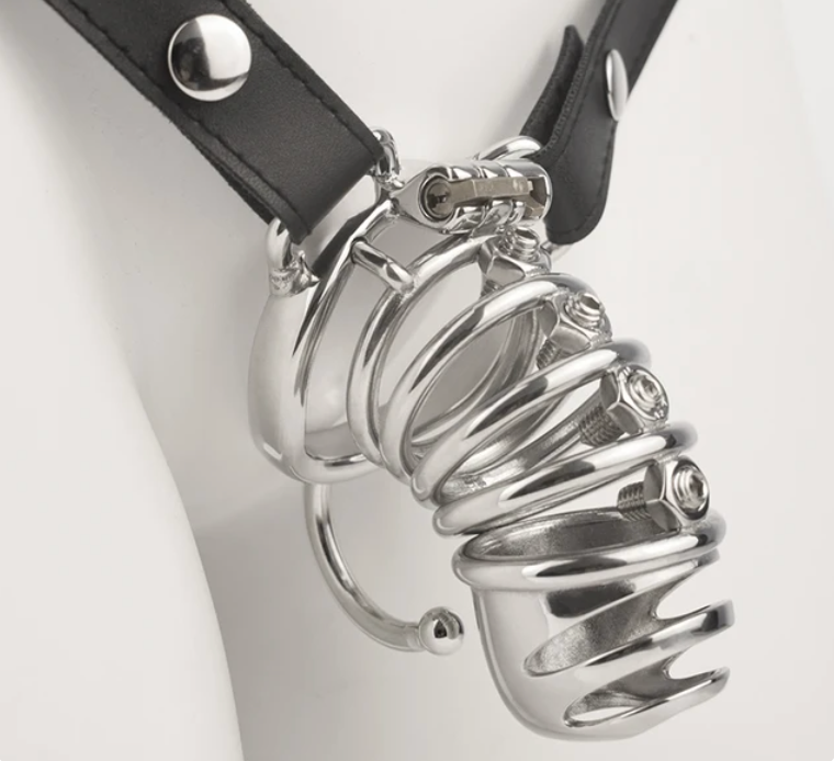 spiked chastity cage with belt