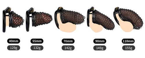 55mm/2.17" Black Soft Metal Mesh Chastity Cage Small Cock Cage Penis Sleeve For Permantent Chastity Training