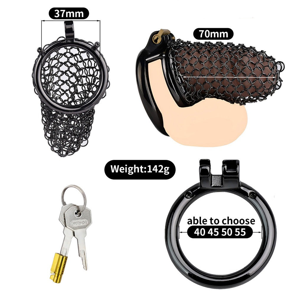 70mm/2.76" Black Soft Metal Mesh Chastity Cage Small Penis Sleeve Long Term Chastity Device for Men