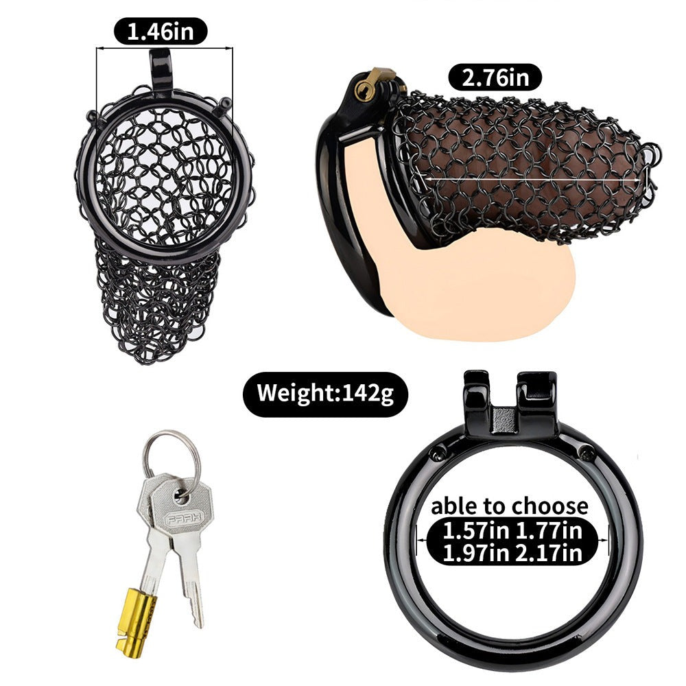 70mm/2.76" Black Soft Metal Mesh Chastity Cage Small Penis Sleeve Long Term Chastity Device for Men