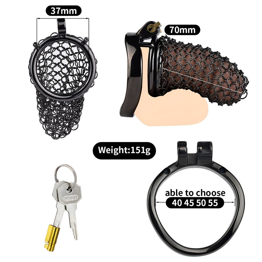70mm/2.76" Black Soft Metal Mesh Chastity Cage Small Penis Sleeve Long Term Chastity Device for Men