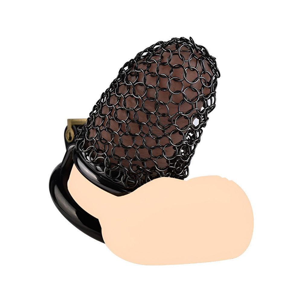 70mm/2.76" Black Soft Metal Mesh Chastity Cage Small Penis Sleeve Long Term Chastity Device for Men