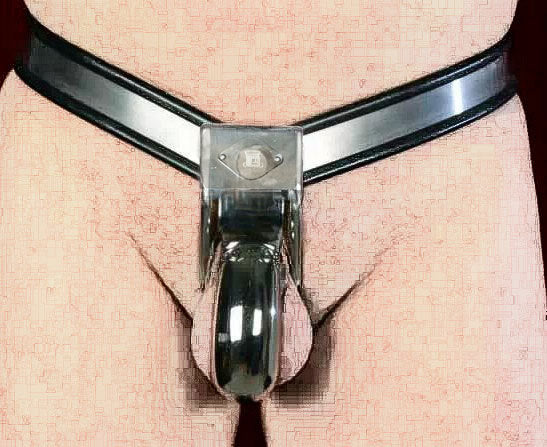 Y-Shape Male Chastity Belt with Full Covered Stainless Steel Cock Cage