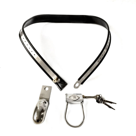 Y-Shape Male Chastity Belt with Full Covered Stainless Steel Cock Cage