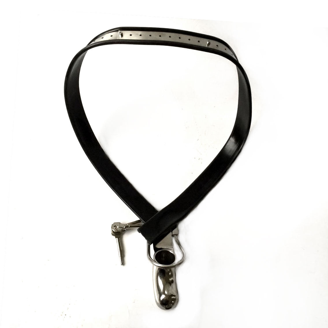 Y-Shape Male Chastity Belt with Full Covered Stainless Steel Cock Cage