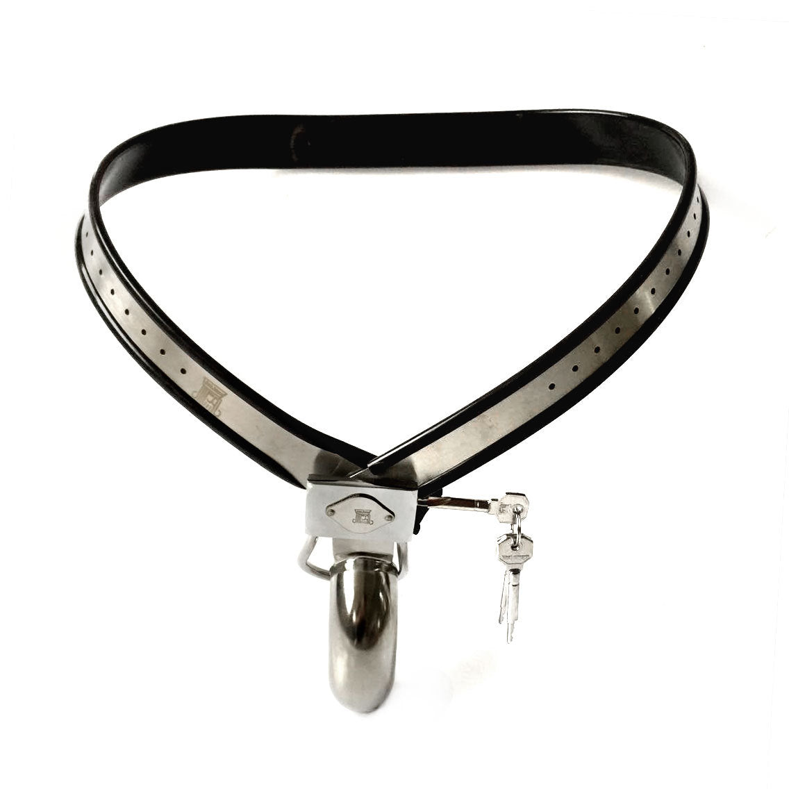 Y-Shape Male Chastity Belt with Full Covered Stainless Steel Cock Cage