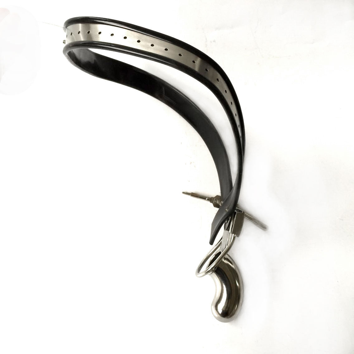 Y-Shape Male Chastity Belt with Full Covered Stainless Steel Cock Cage