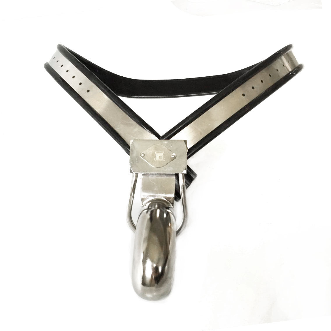Y-Shape Male Chastity Belt with Full Covered Stainless Steel Cock Cage
