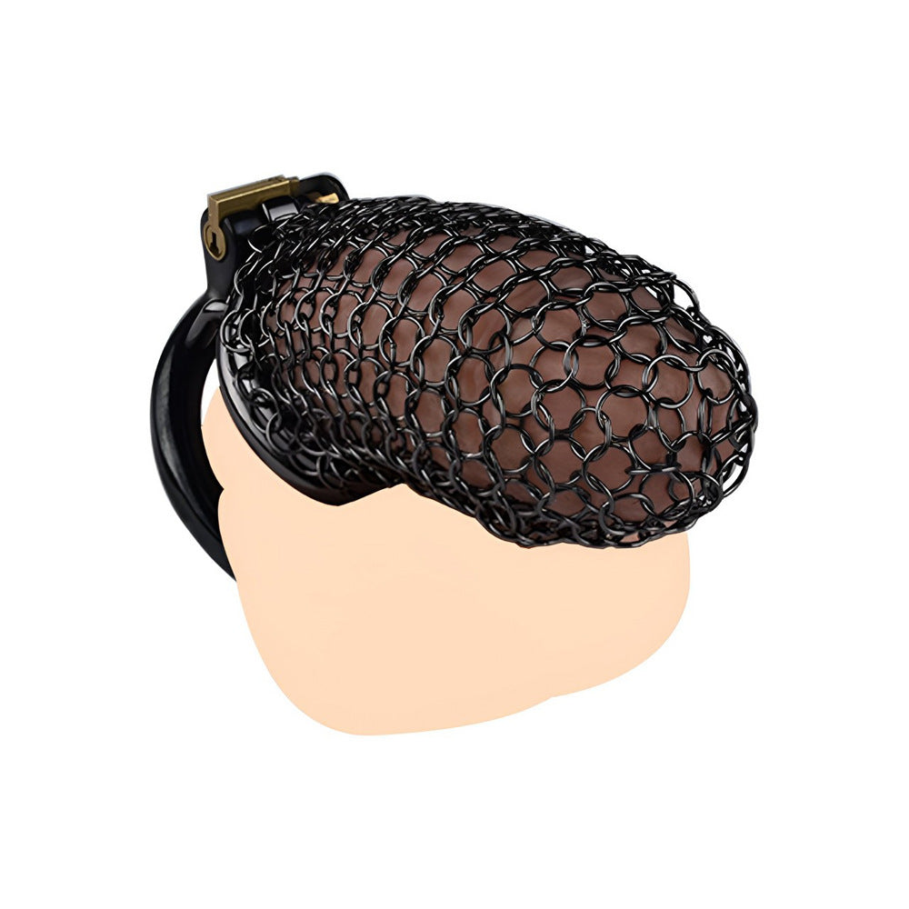 90mm/3.54" Black Metal Chastity Cage Soft Stainless Steel Cock Cage For Male Long Term Chastity Training