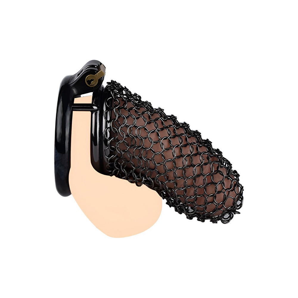 90mm/3.54" Black Metal Chastity Cage Soft Stainless Steel Cock Cage For Male Long Term Chastity Training