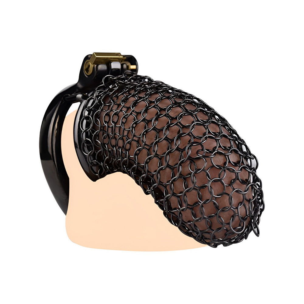 90mm/3.54" Black Metal Chastity Cage Soft Stainless Steel Cock Cage For Male Long Term Chastity Training