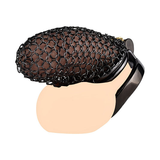 90mm/3.54" Black Metal Chastity Cage Soft Stainless Steel Cock Cage For Male Long Term Chastity Training