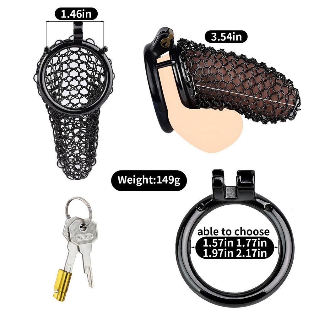 90mm/3.54" Black Metal Chastity Cage Soft Stainless Steel Cock Cage For Male Long Term Chastity Training