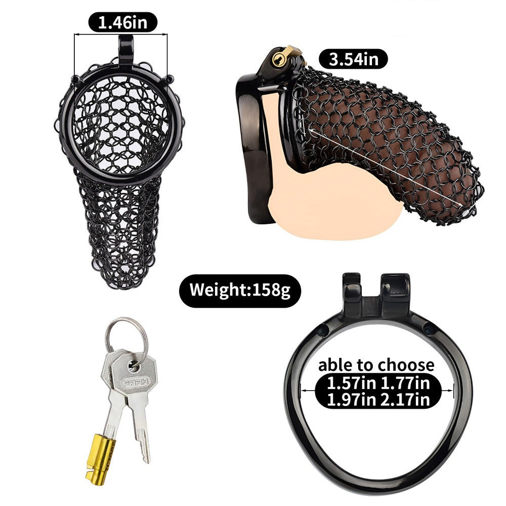90mm/3.54" Black Metal Chastity Cage Soft Stainless Steel Cock Cage For Male Long Term Chastity Training