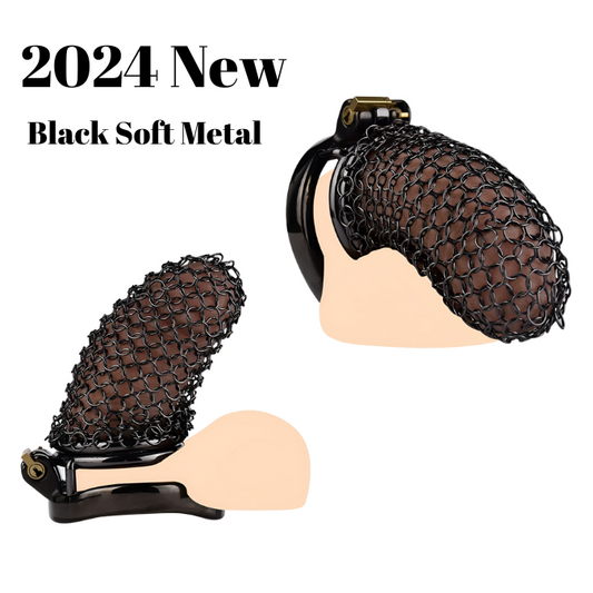 90mm/3.54" Black Metal Chastity Cage Soft Stainless Steel Cock Cage For Male Long Term Chastity Training