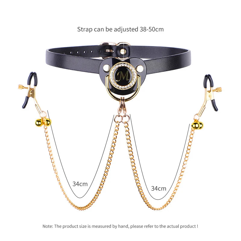 Adult Pacifier Mouth Gag with Nipple Clamp Breast Clip Sex Toys For Couples