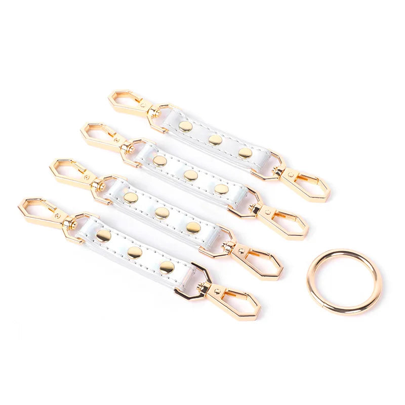 Silver Laser Leather Bondage Kits Sex Restraint Gears For Couples