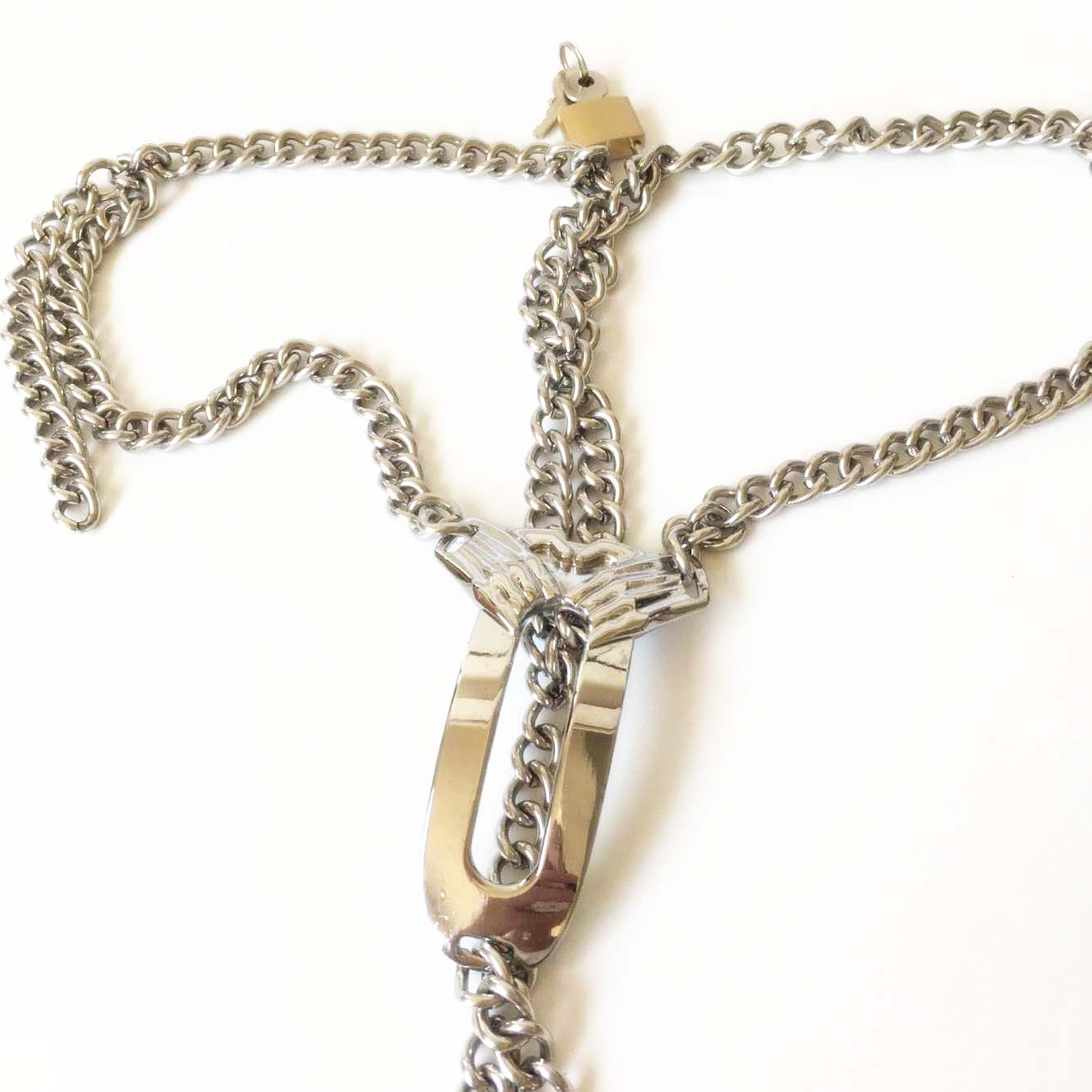 Female Invisible Chain Chastity Belt Stainless Steel Locking Pants - ChastityBondage