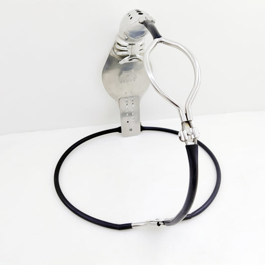 Stainless Steel Cock Shield Chastity Belt with Shit Hole - Black - ChastityBondage
