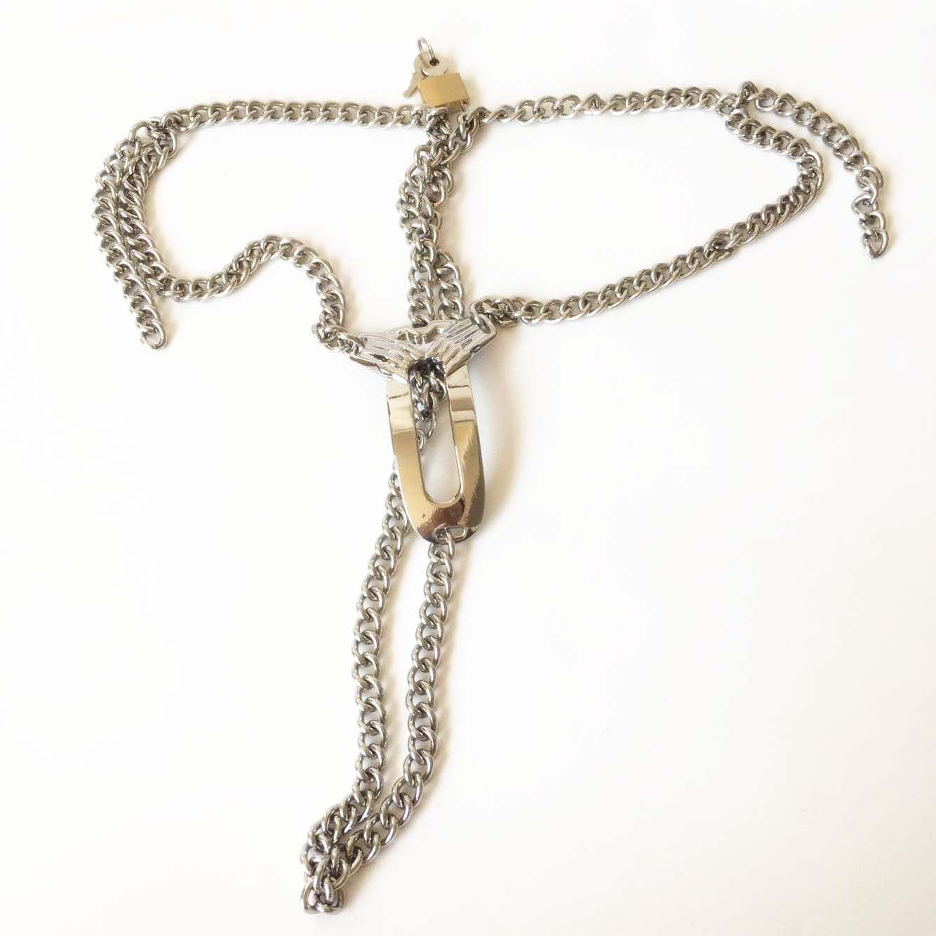 Female Invisible Chain Chastity Belt Stainless Steel Locking Pants - ChastityBondage