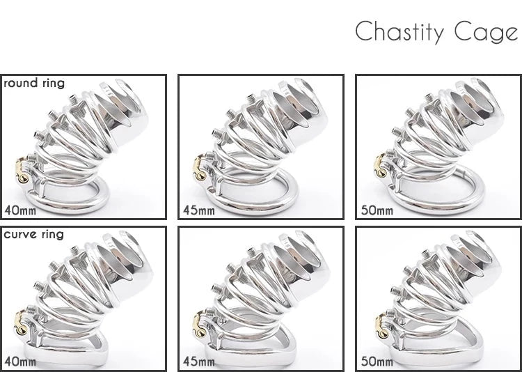 spiked chastity cage in stainless steel