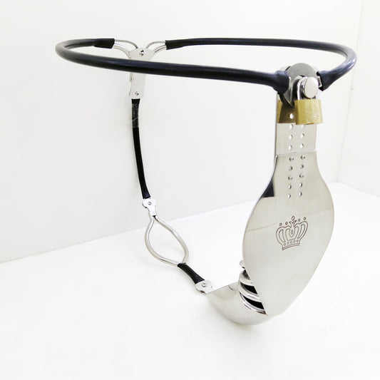 Stainless Steel Cock Shield Chastity Belt with Shit Hole - Black - ChastityBondage