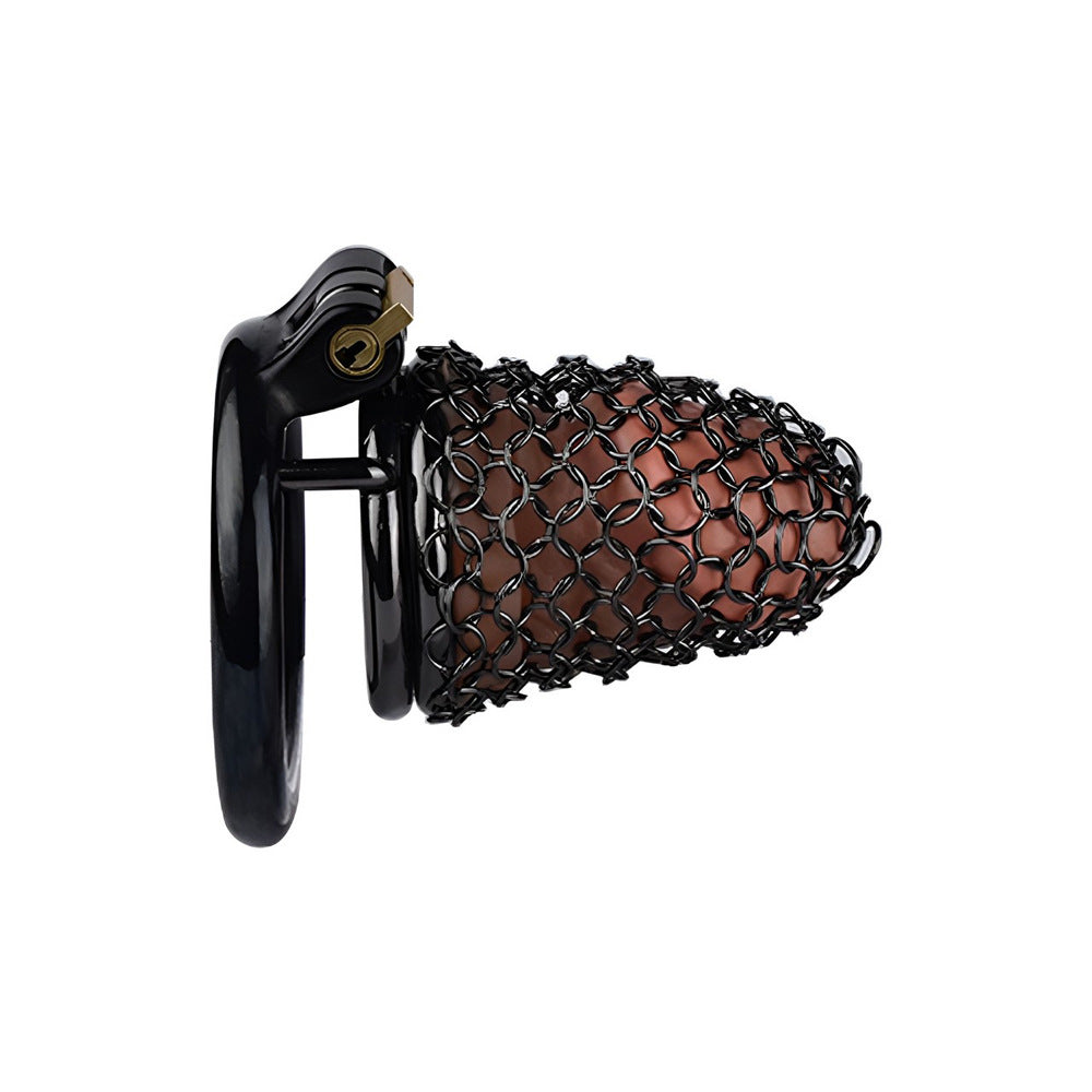 55mm/2.17" Black Soft Metal Mesh Chastity Cage Small Cock Cage Penis Sleeve For Permantent Chastity Training