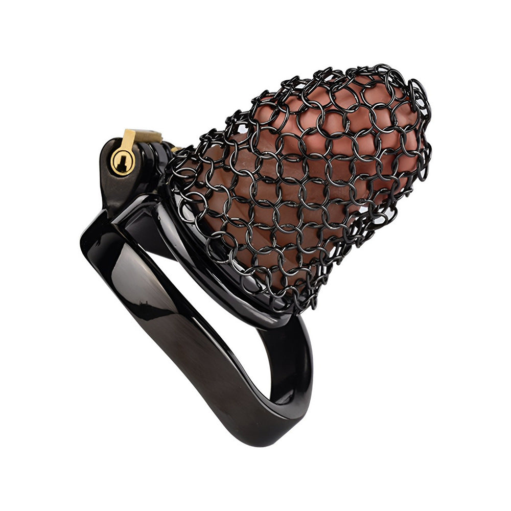 55mm/2.17" Black Soft Metal Mesh Chastity Cage Small Cock Cage Penis Sleeve For Permantent Chastity Training
