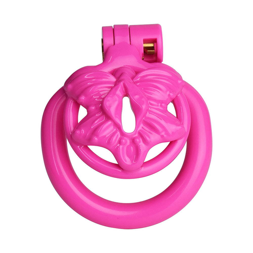 Pink Butterfly Clit Chastity Cage with 4 Penis Rings Super Small 3D Printed Resin Cock Cage For Sissy Ladyboy Femboy