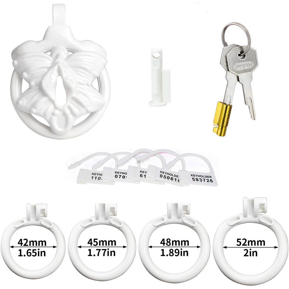 White Butterfly Clit Chastity Cage Sissy Clitoris Cock Cage For Femboy Ladyboy Tiny Small BDSM sex toy