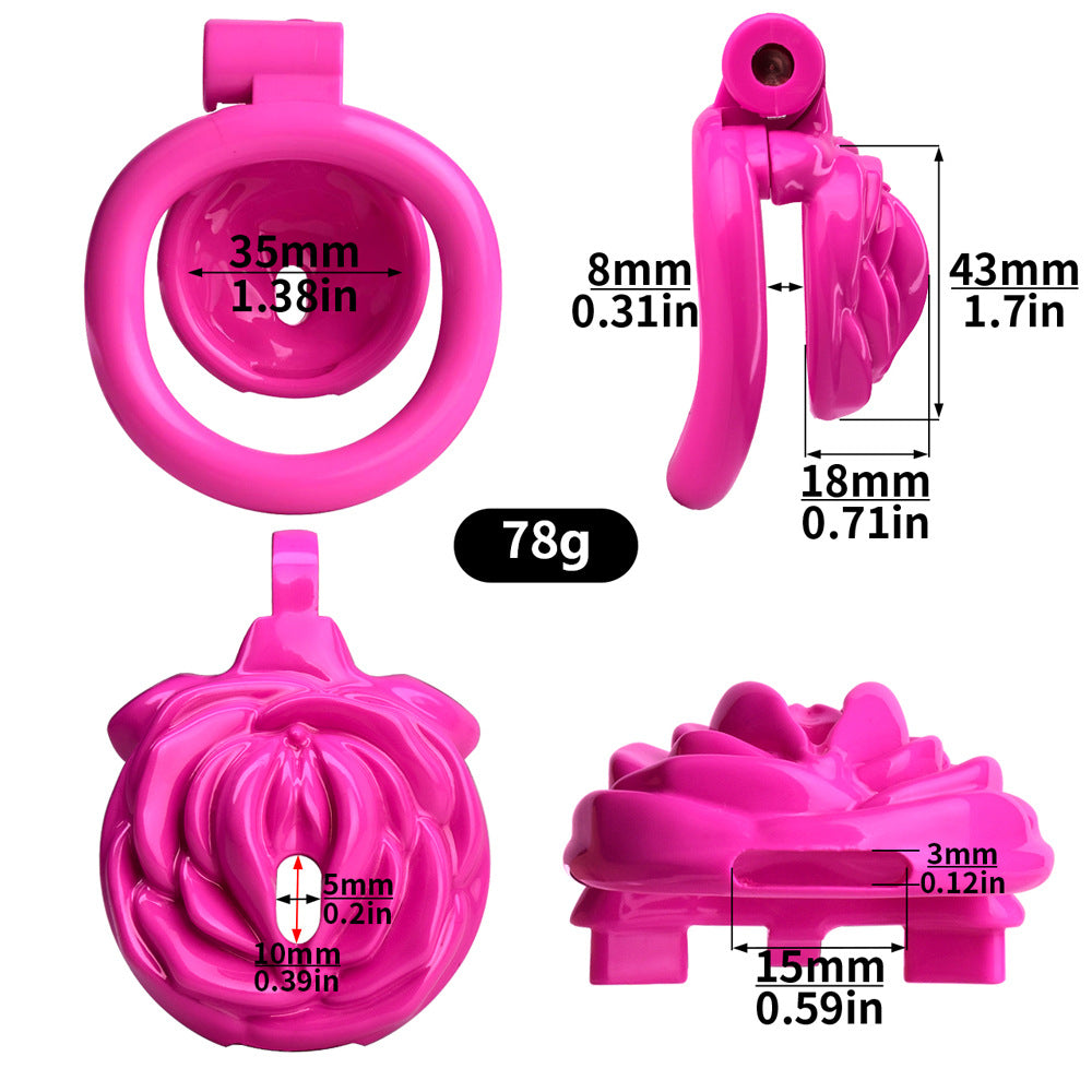 Pink Rose Clit Chastity Cage Cute Small Sissy Cock Cage BDSM Slave Training Mimicking Female Pussy