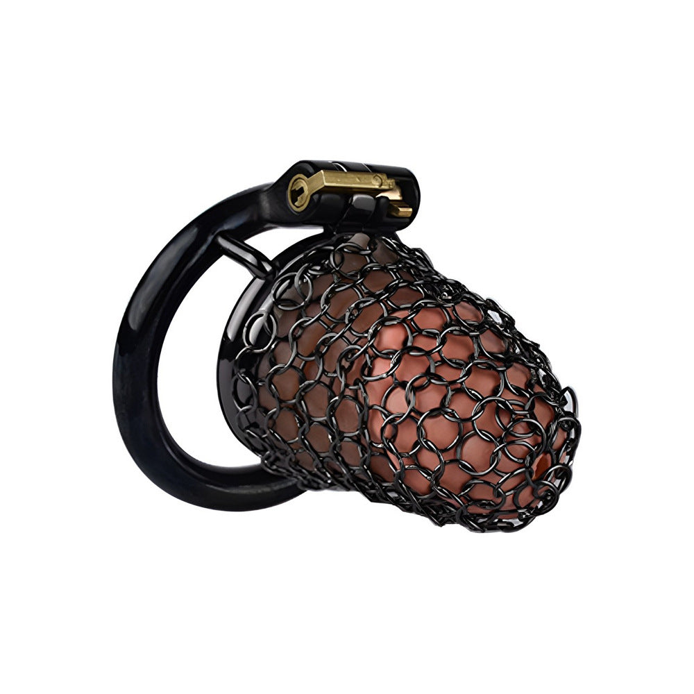 55mm/2.17" Black Soft Metal Mesh Chastity Cage Small Cock Cage Penis Sleeve For Permantent Chastity Training