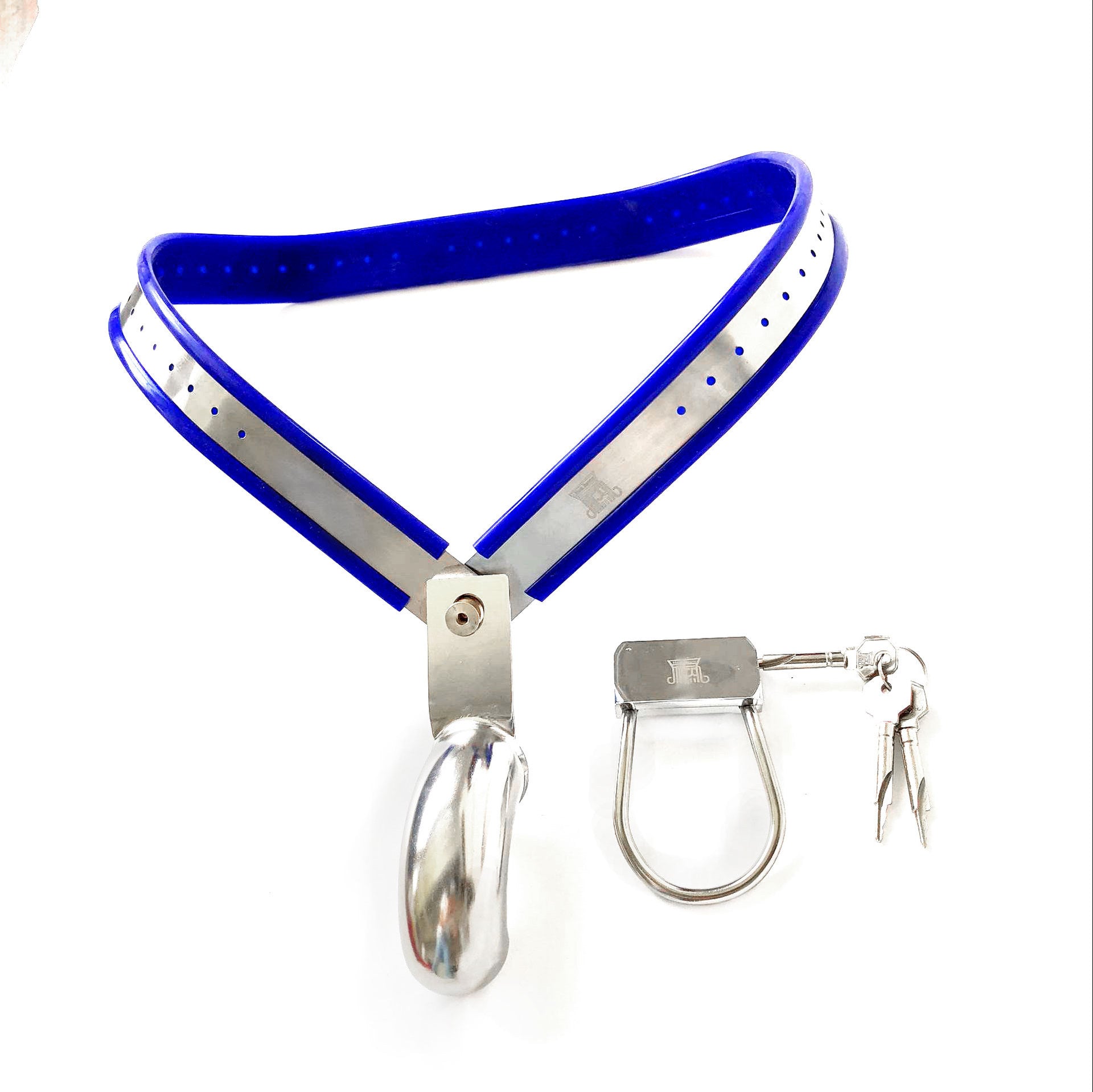 Y-Shape Male Chastity Belt with Full Covered Stainless Steel Cock Cage