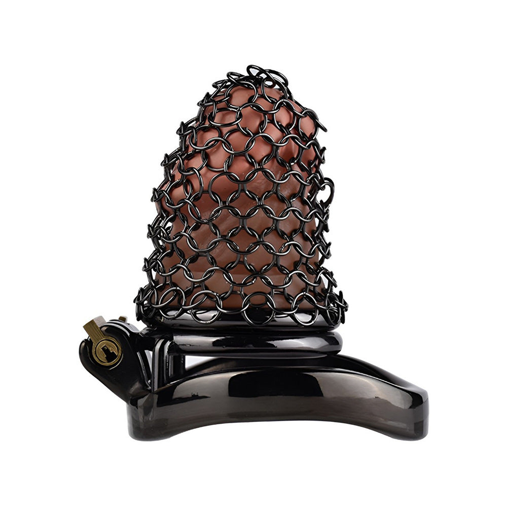 55mm/2.17" Black Soft Metal Mesh Chastity Cage Small Cock Cage Penis Sleeve For Permantent Chastity Training