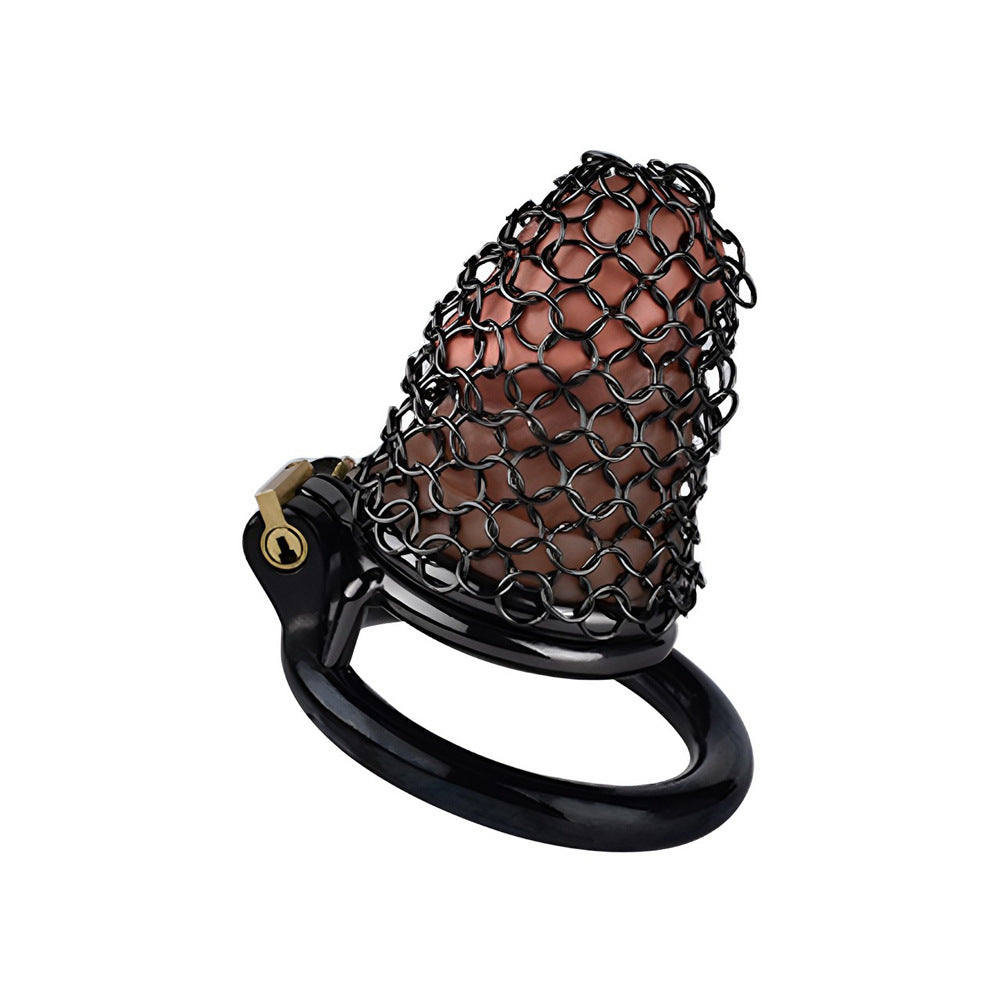 55mm/2.17" Black Soft Metal Mesh Chastity Cage Small Cock Cage Penis Sleeve For Permantent Chastity Training