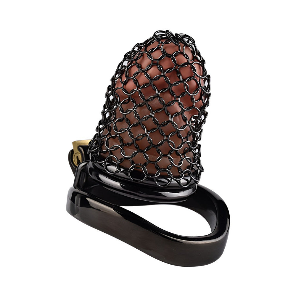55mm/2.17" Black Soft Metal Mesh Chastity Cage Small Cock Cage Penis Sleeve For Permantent Chastity Training
