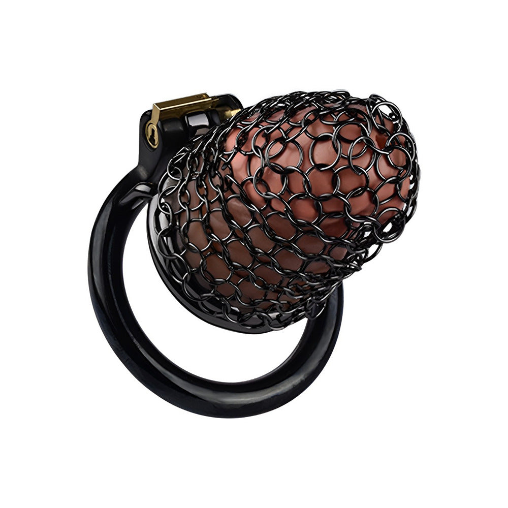55mm/2.17" Black Soft Metal Mesh Chastity Cage Small Cock Cage Penis Sleeve For Permantent Chastity Training