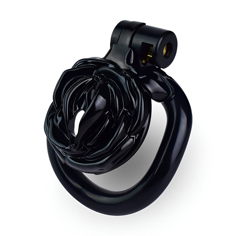 Black Rose Clit Chastity Cage with 4 Penis Rings