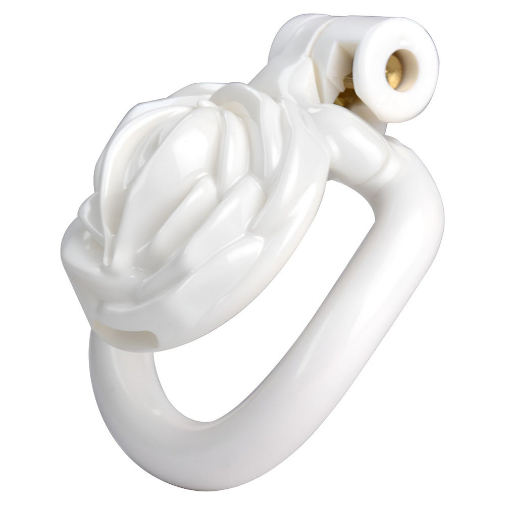White Rose Clit Chastity Cage with 4 Penis Rings Micro Sissy Flat Cock Cage For Ladyboy Femboy Gay Shrink Penis