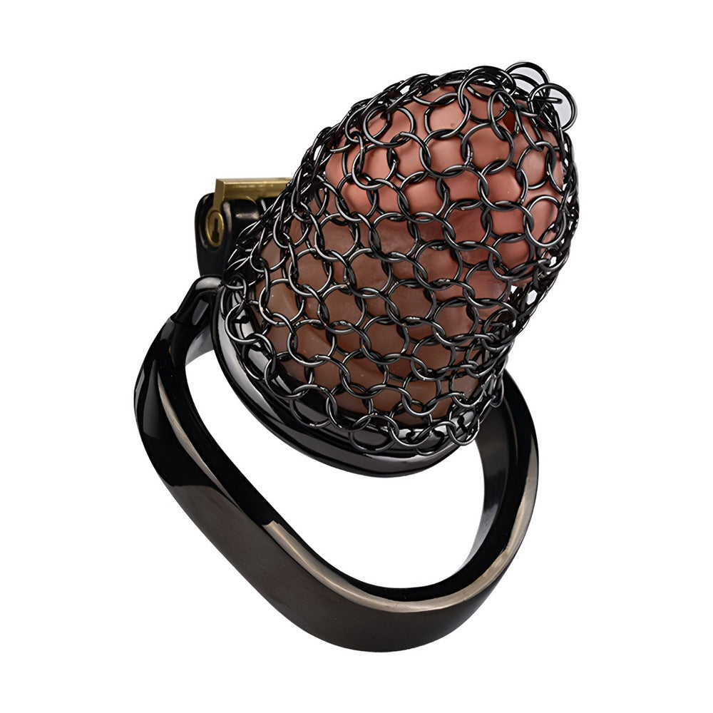 55mm/2.17" Black Soft Metal Mesh Chastity Cage Small Cock Cage Penis Sleeve For Permantent Chastity Training
