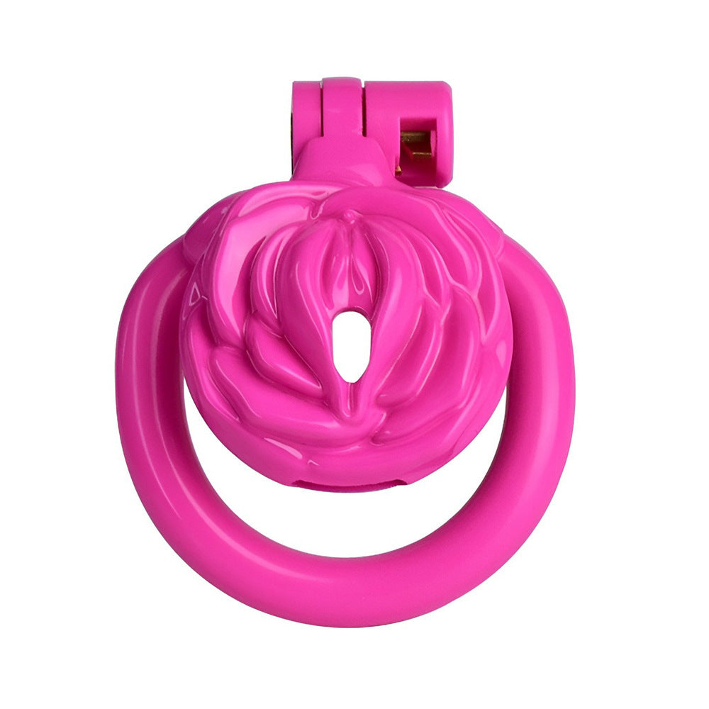 Pink Rose Clit Chastity Cage Cute Small Sissy Cock Cage BDSM Slave Training Mimicking Female Pussy