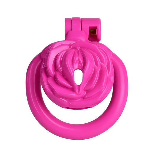 Pink Rose Clit Chastity Cage Cute Small Sissy Cock Cage BDSM Slave Training Mimicking Female Pussy