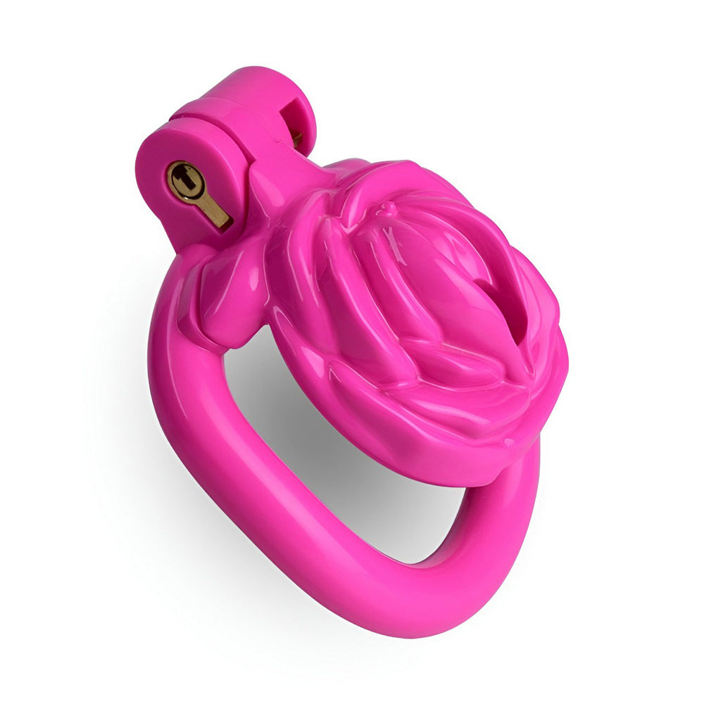 Pink Rose Clit Chastity Cage Cute Small Sissy Cock Cage BDSM Slave Training Mimicking Female Pussy