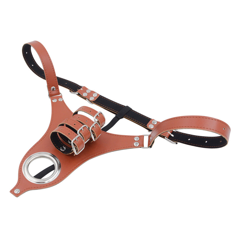 pu leather chastity panty for men