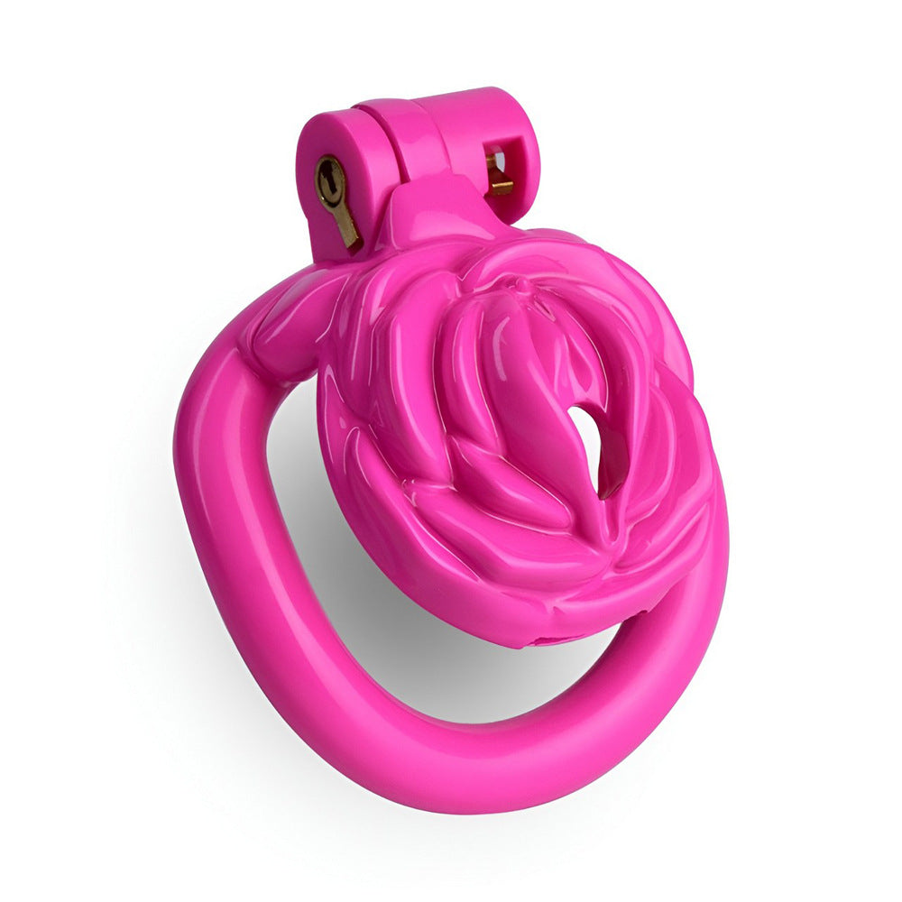 Pink Rose Clit Chastity Cage Cute Small Sissy Cock Cage BDSM Slave Training Mimicking Female Pussy