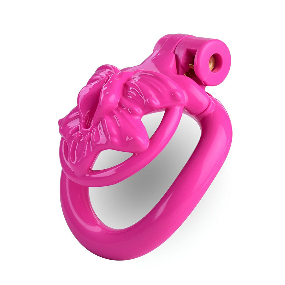 Pink Butterfly Clit Chastity Cage with 4 Penis Rings Super Small 3D Printed Resin Cock Cage For Sissy Ladyboy Femboy