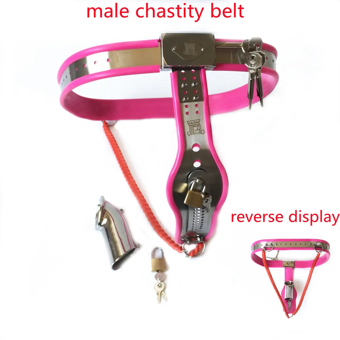 Y-Back Stainless Steel Male Chastity Belt with Detachable Cock Cage Chastity Device For Men