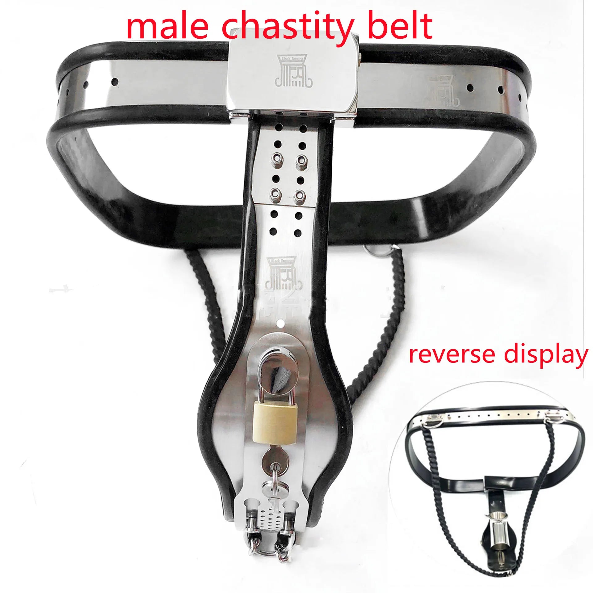 Y-Back Stainless Steel Male Chastity Belt with Detachable Cock Cage Chastity Device For Men