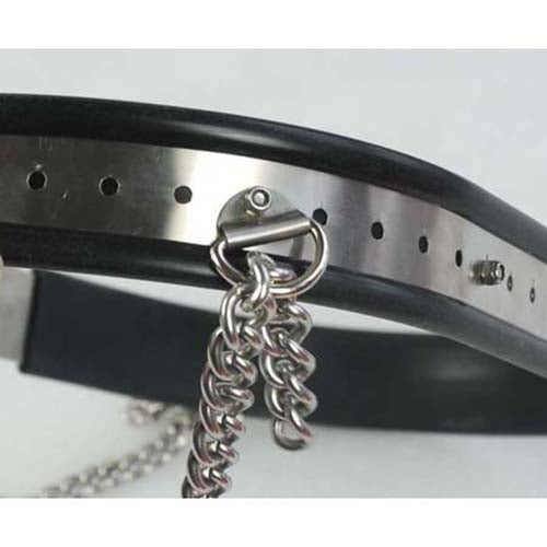 Female Metal Invisible Chastity Belt Device - Black - ChastityBondage
